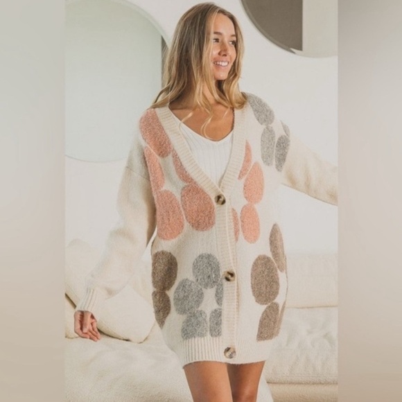 BiBi Women's Multicolor Patterned Long Cardigan Sweater - Picture 2 of 10